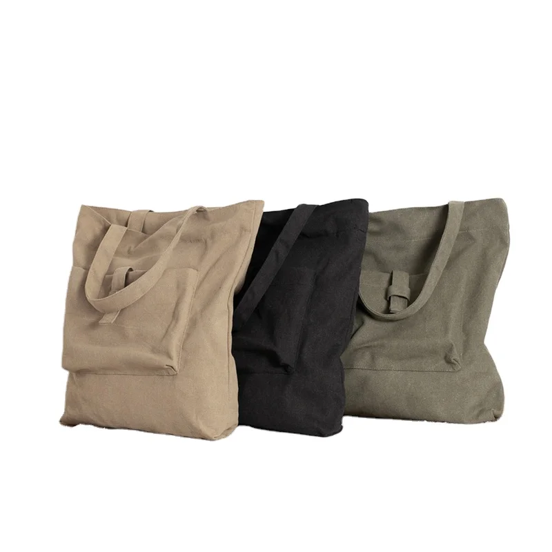 ISO BSCI Factory custom thick canvas tote bag with pocket shopping gift shoulder canvas black tote bag tote bag