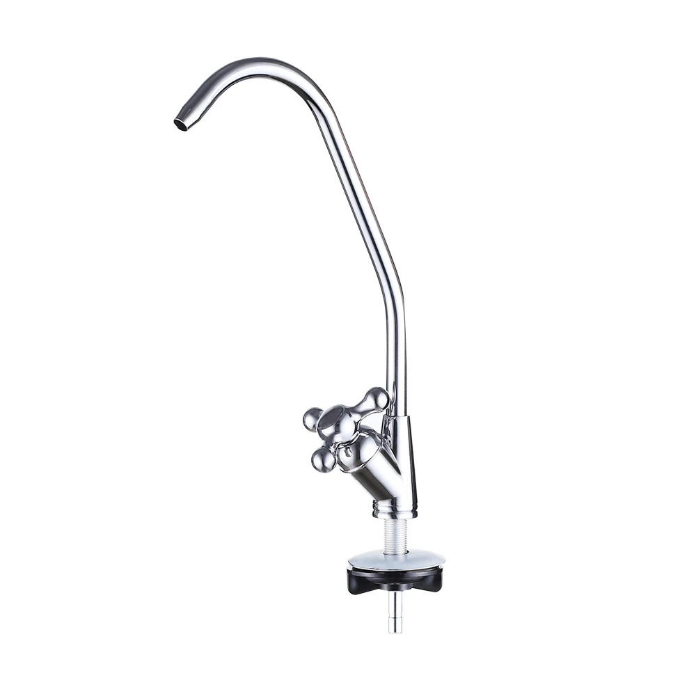 Zinc alloy water tap deck mounted silver cold drinking water kitchen faucet