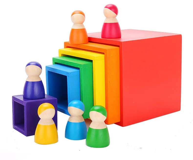 
Creative Rainbow Tower Wooden Montessori Educational Toys for Kids 