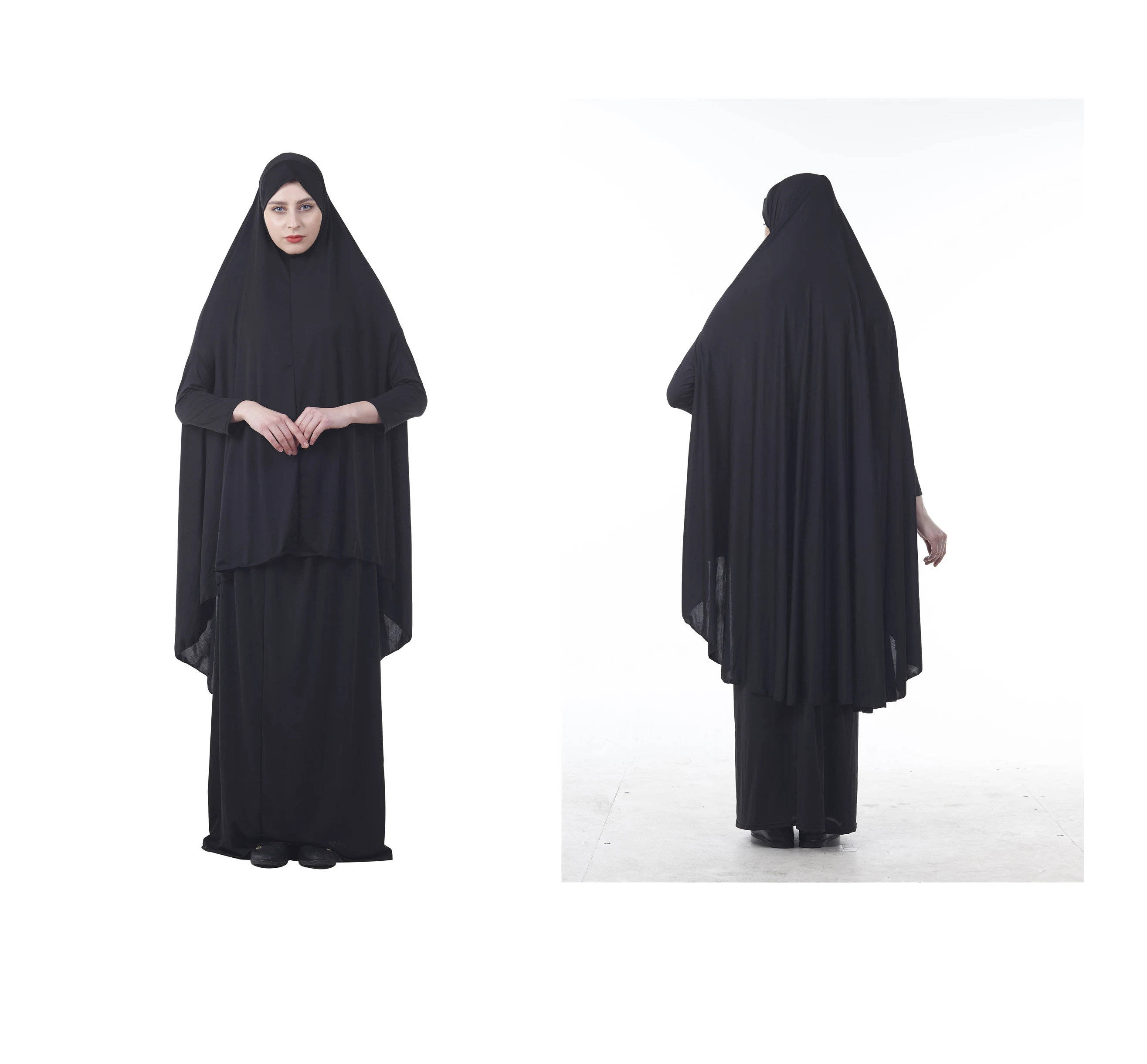 Popular Islamic 2 Piece Set Women Prayer Hijab Dress Dubai Muslim Khimar Jilbab Overhead Customized Abaya Muslim Prayer Dress
