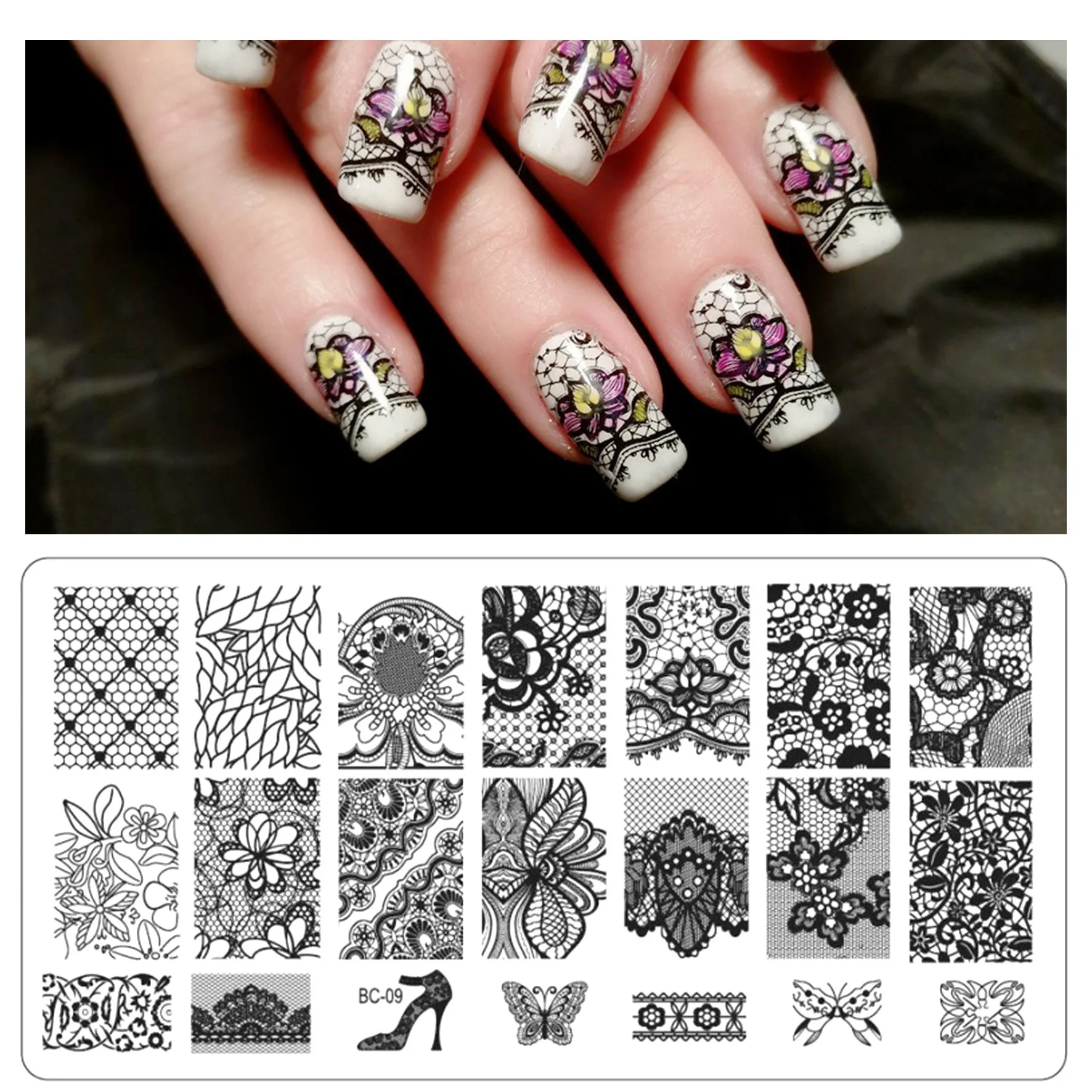 2024 Nail Art Stamping Plate French Line Stripe Graffiti Print Nail Stencils Stainless Steel Nail Image Stamping Plates