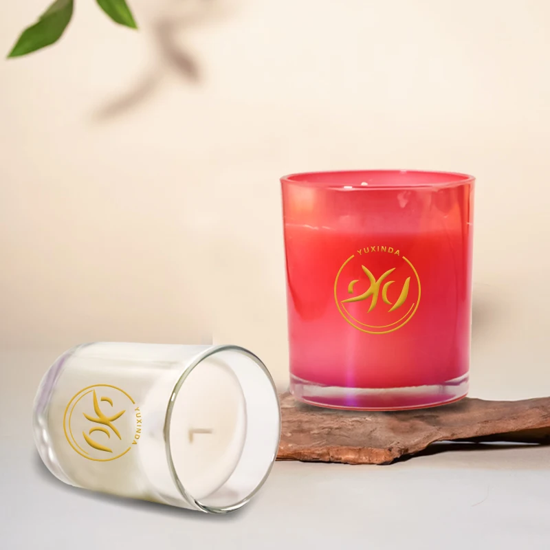 Empty Red Black Orange 4oz 6oz 8oz Round Glass Candle Jar 12 Oz With Box Clear Glass Candle Containers With Lid