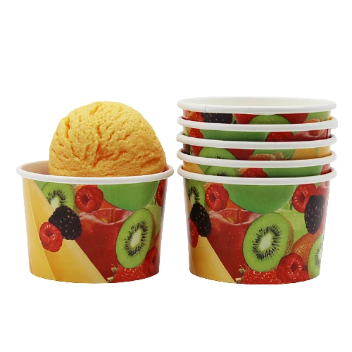 Factory PE  Custom Printed 8oz ice cream packaging Yogurt Ice Cream container Paper Cup Disposable Paper Ice Cream Cups
