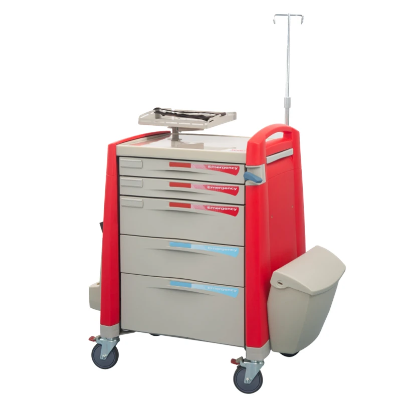 YFS-023 High Quality Mobile ABS Drugs Hospital Medical Crash Cart Emergency Medicine Trolley For Clinic