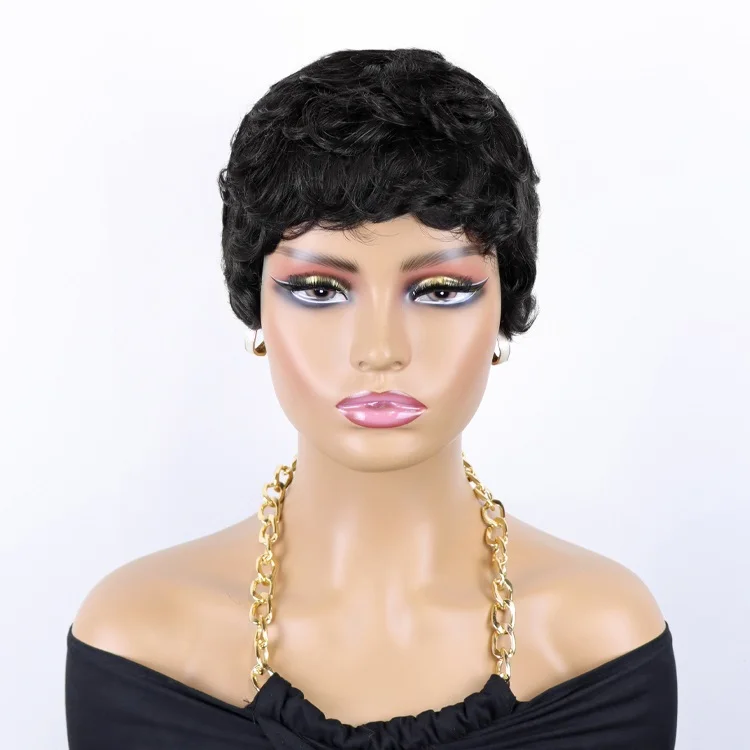 Short human Hair Wigs Pixie cut ready stock best online curl glueless short wig for women