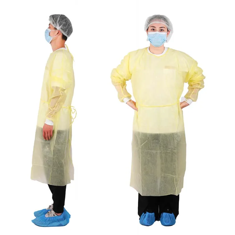 YS disposable pp  pe isolation gown Dust and waterproof knitted cuffs, 10 pack, unisex