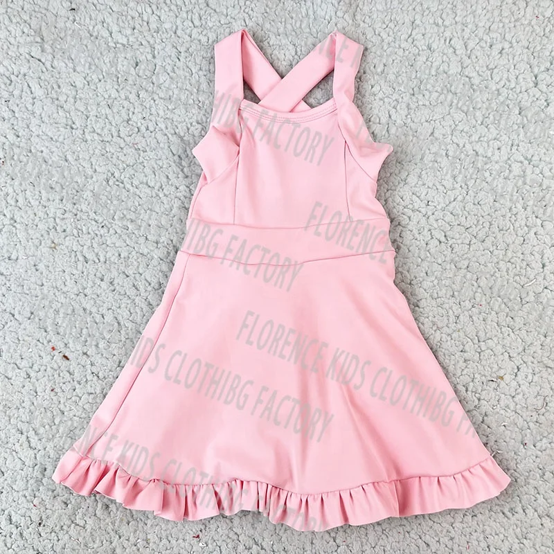 DH OEM Customized Color and Logo toddler tennis clothes Baby Yoga Dress With Shorts girls yoga clothes kids