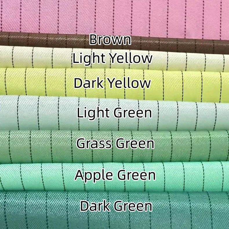 Orange 5mm Stripe High Quality Esd Fabric Poly Yarn Clothing Fabrics Antistatic Safety For Electronics Factory Uniform