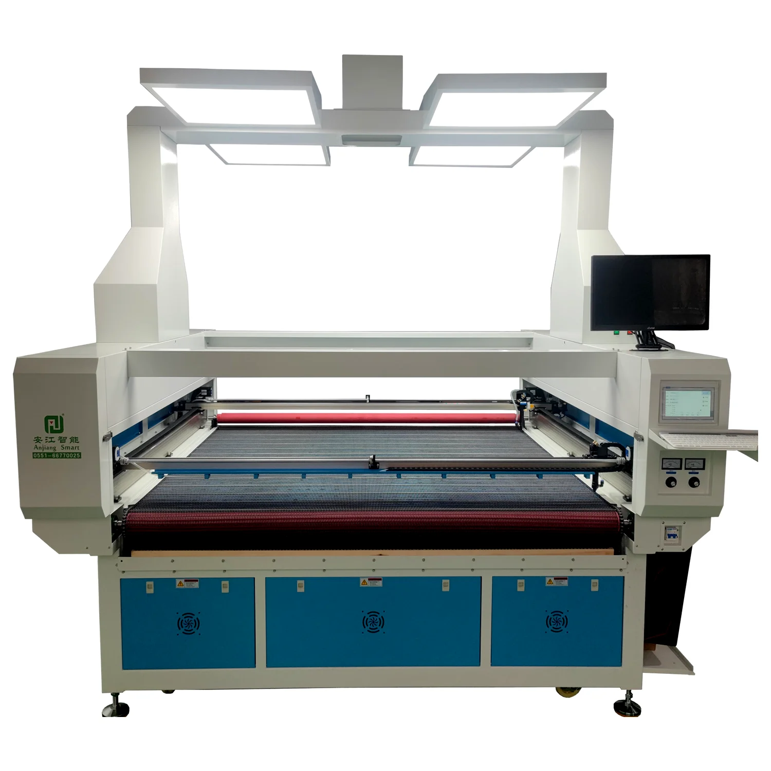 Anjiang Auto Feeding Fabric Cloth Sportswear Camera CO2 Laser Cutting Machine 1814 1614 1820 With Dual Laser Heads