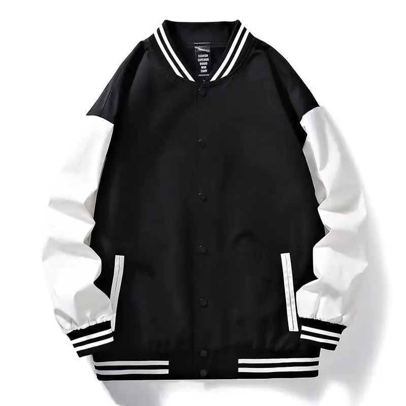 Custom Hot Sell Striped Ribbed Neckline Closure Bomber puffer Jacket Men  Long Sleeves Unisex Sport Wear Jacket