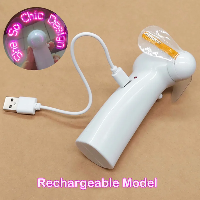 Neck Hanging Plastic Summer Wholesale Small Hand Held Led Rgb Portable Mini Toy Chargeable   Battery Wedding Fan
