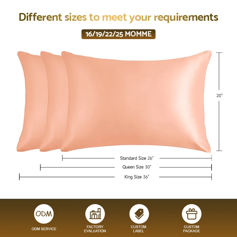 Custom 16/19/22/25 Momme Highest Grade 6A Silk Pillow Case 100% Pure Mulberry Real Silk Pillowcase