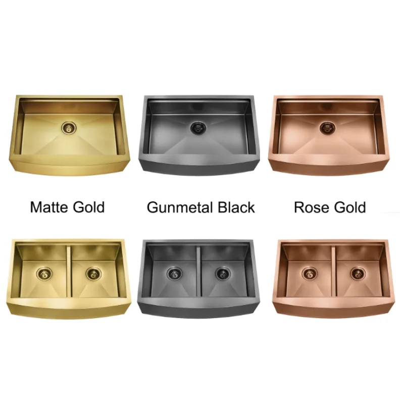 Fregadero SUS304 Deep Basin Nano Double Bowl Undermount Handmade  Undermount Stainless Steel Kitchen Sink