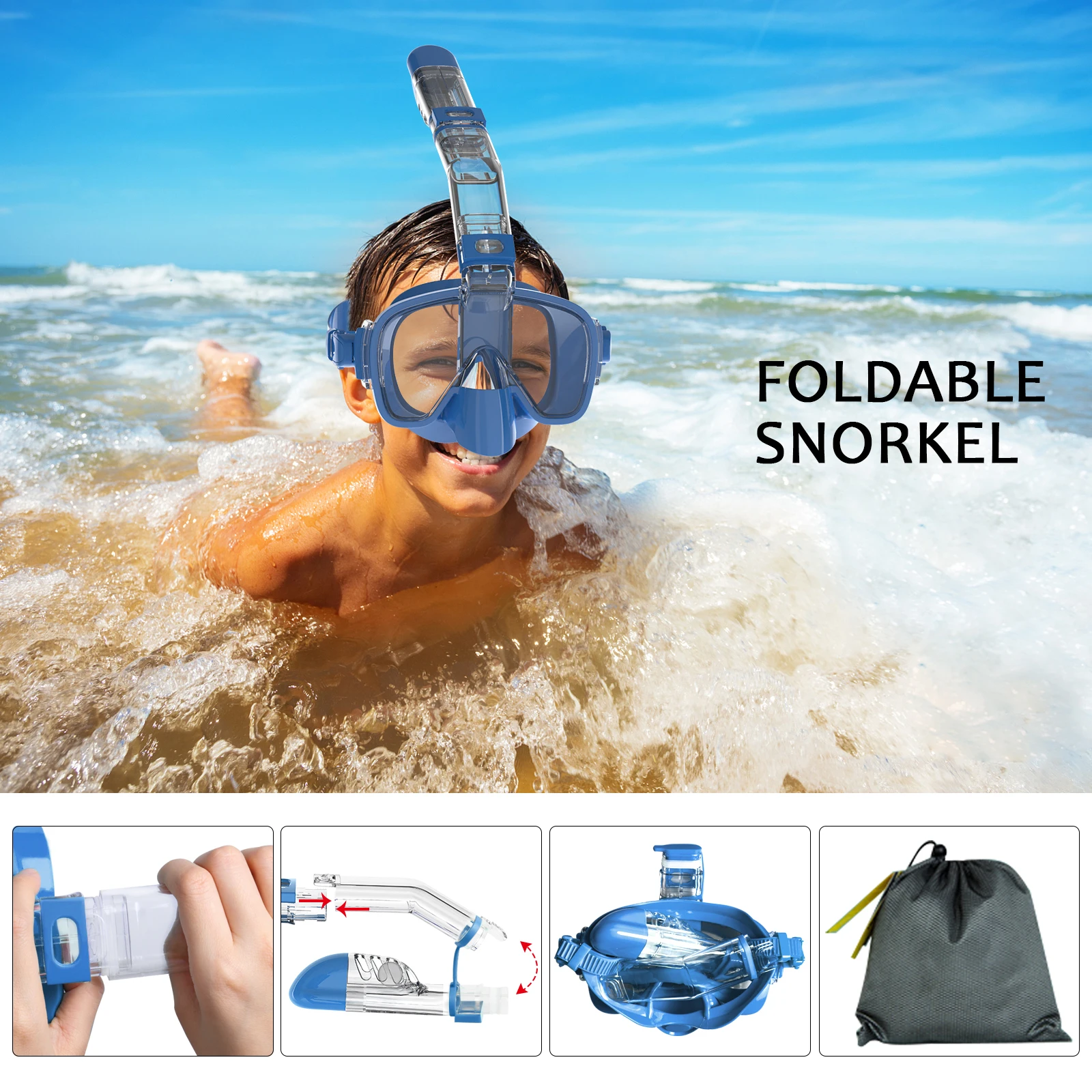 Factory direct sale cheap price 2 in 1 diving set 180 degree view half face scuba snorkel diving mask for kids adults