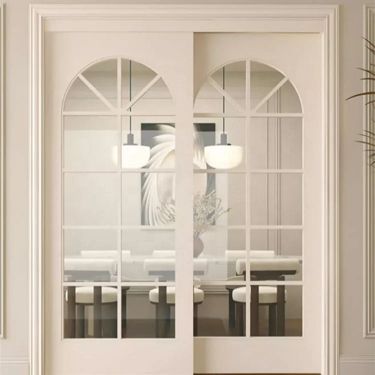 Custom aluminum white retro kitchen study hanging rail sliding door Transparent glass sliding door