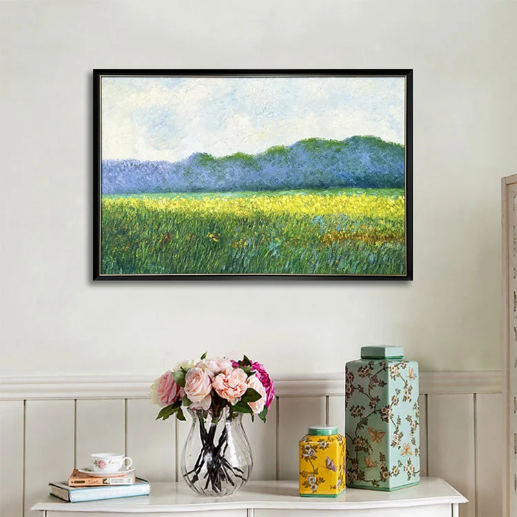 Landscape Framed Canvas Wall Art,Summer Oil Painting Wall Art,Nature Wilderness Scenery Paintings Wall Decoration for Bedroom