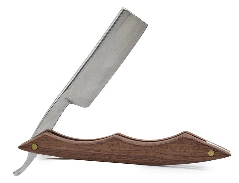 Straight Edge Razor Natural Wood Scale Sharp, High Hardness Carbon Steel Cutthroat Straight Edge Blade, Vintage Wood Handle