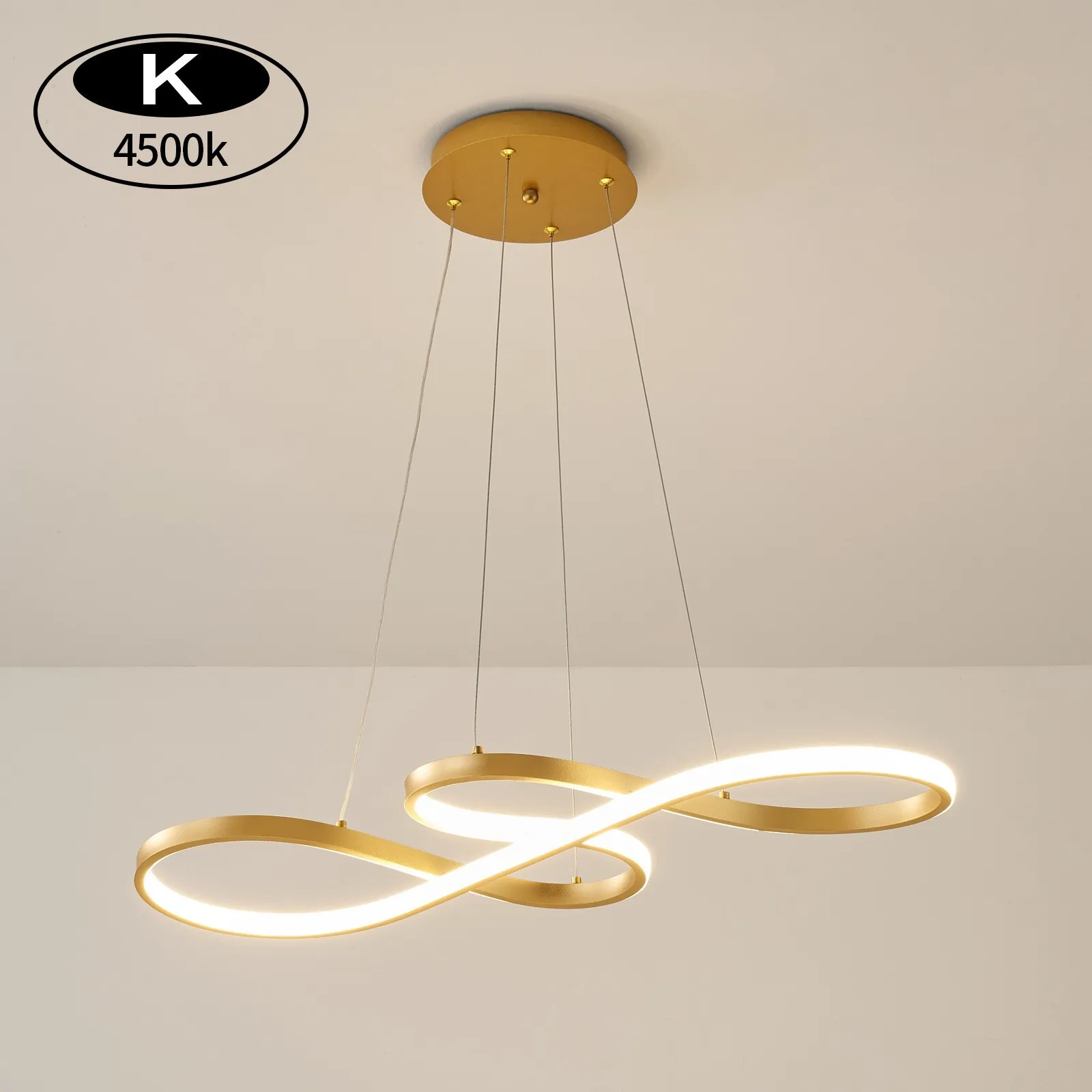 New Custom Bedroom Hotel Project Round Iron Aluminum Acrylic Lighting Modern Chandelier Led Circle Ring Pendant Light Lamp