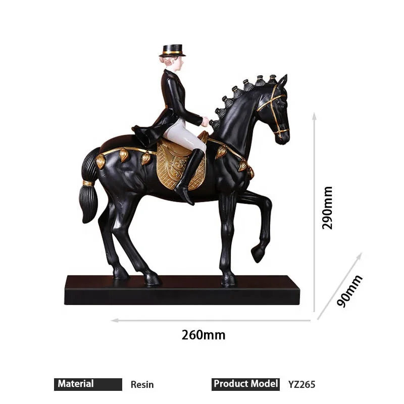 Nordic horse decor statue sculpture knight statue riding a resin horse sculpture home office hotel club desktop decor gifts