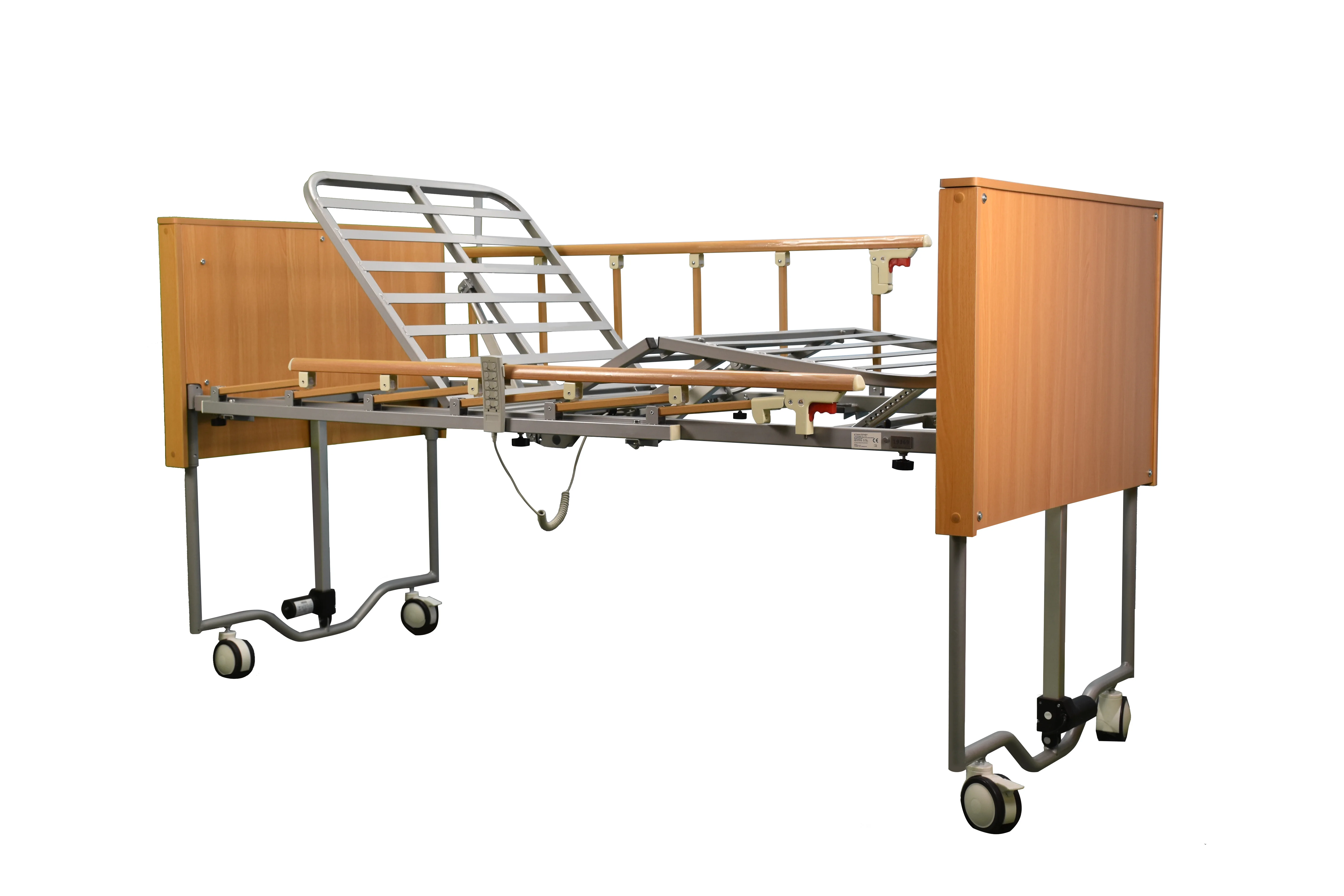 Five function nursing homecare beds with Six column aluminum siderails