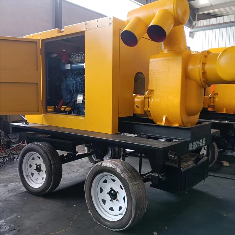 Irrigation System 8 Inch Two Wheel Trailer Mounted Diesel Engine Non Clog Self Priming Centrifugal Electric Water Pump