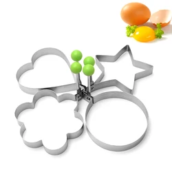 18/0 Stainless Steel Round Flower Heart Star Shape Kitchen Fried Egg Ring Mould Cooking Tools Round Flower Heart Shape