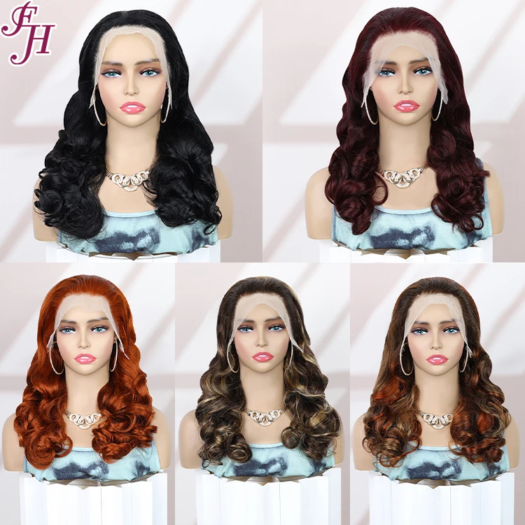 FH 18 Inch Piano P4/27 Ombre Color Highlight Wig Transparent 13x4 Human Hair Lace Frontal Body Wave Wigs