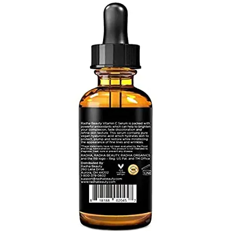  Сыворотка Radha Beauty с гиалуроновой кислотой для кожи 2 fl. Унция пропитанная витамином C Е зеленым чаем масло жожоба