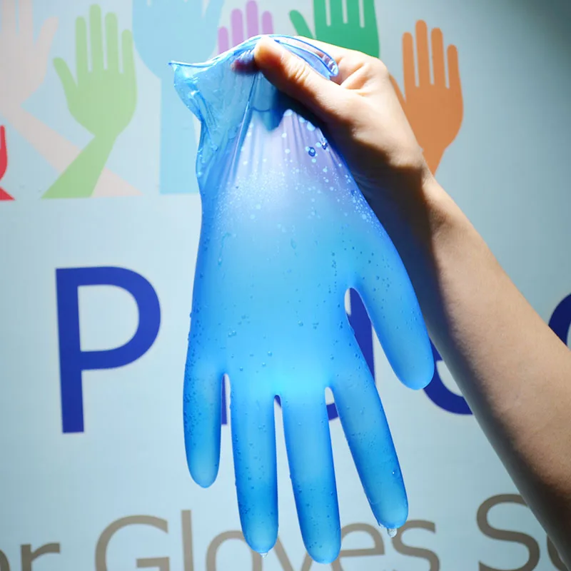 Pidegree clear black blue waterproof PVC disposable powder free vinyl gloves for food