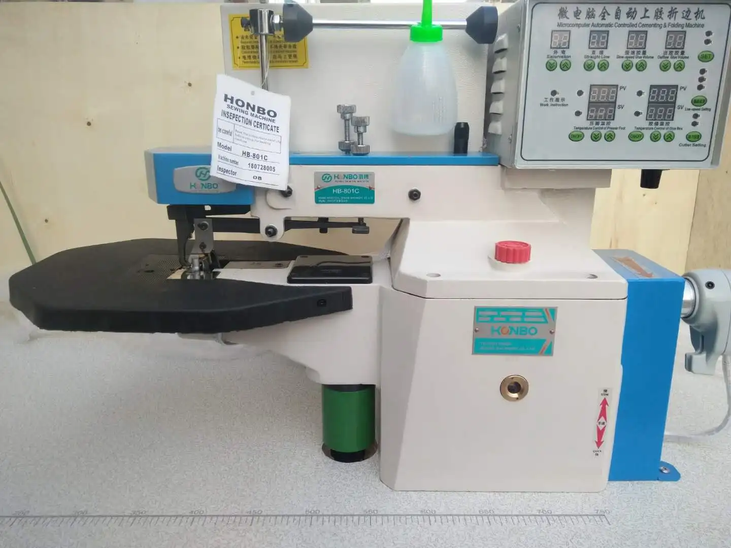 HB-801C industrial mico-computer automatic therm cementing edge folding gluing leather shoe gule machine