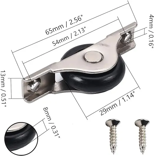 Stainless Steel Shell Screen Door Rollers Nylon Black Sliding Wheel Electroplating Sliding Wheel for Garage Screen Door