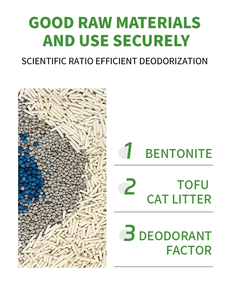 2024 hot sale Mixed Cat Litter Flushable Odor Free Activated Carbon Ultra Absorbent and Fast Drying Tofu Cat Litter