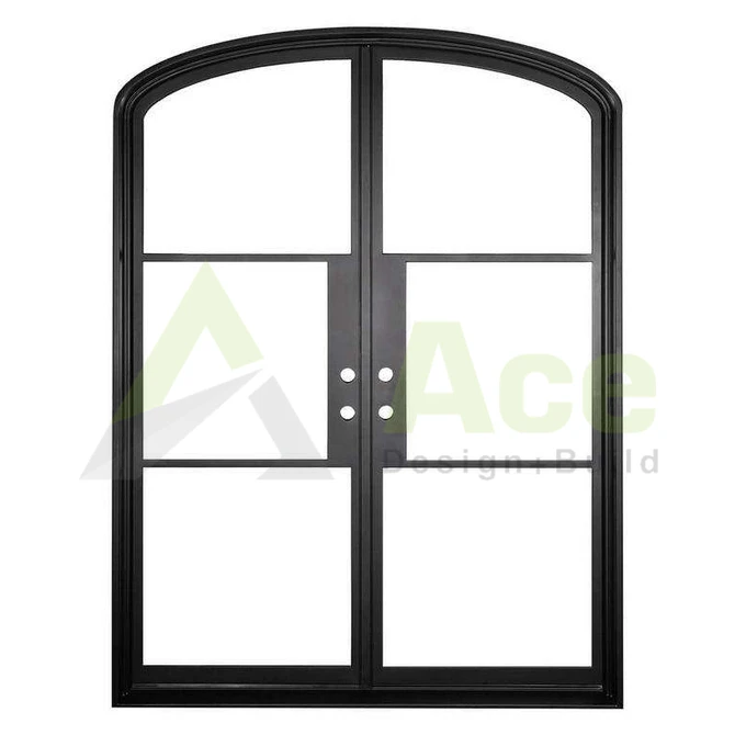 ACE China Manufacturer Main Gate Steel Grill Window Design Wrought Iron Entry Double Door