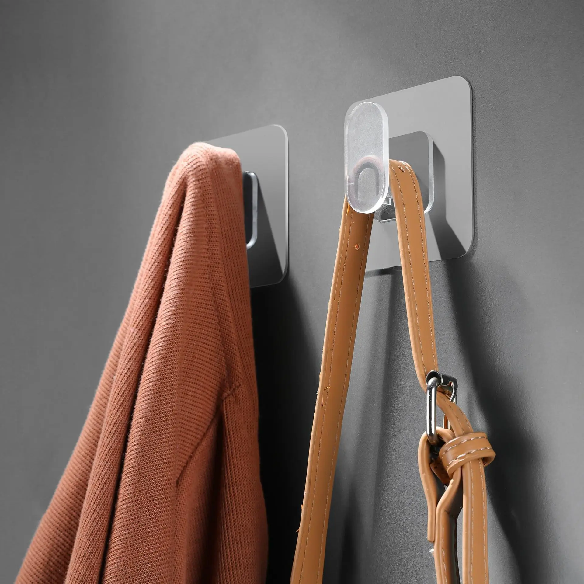 10 Packs Large Wall Hooks for Hanging Heavy Duty Waterproof Transparent Adhesive Wall Hooks