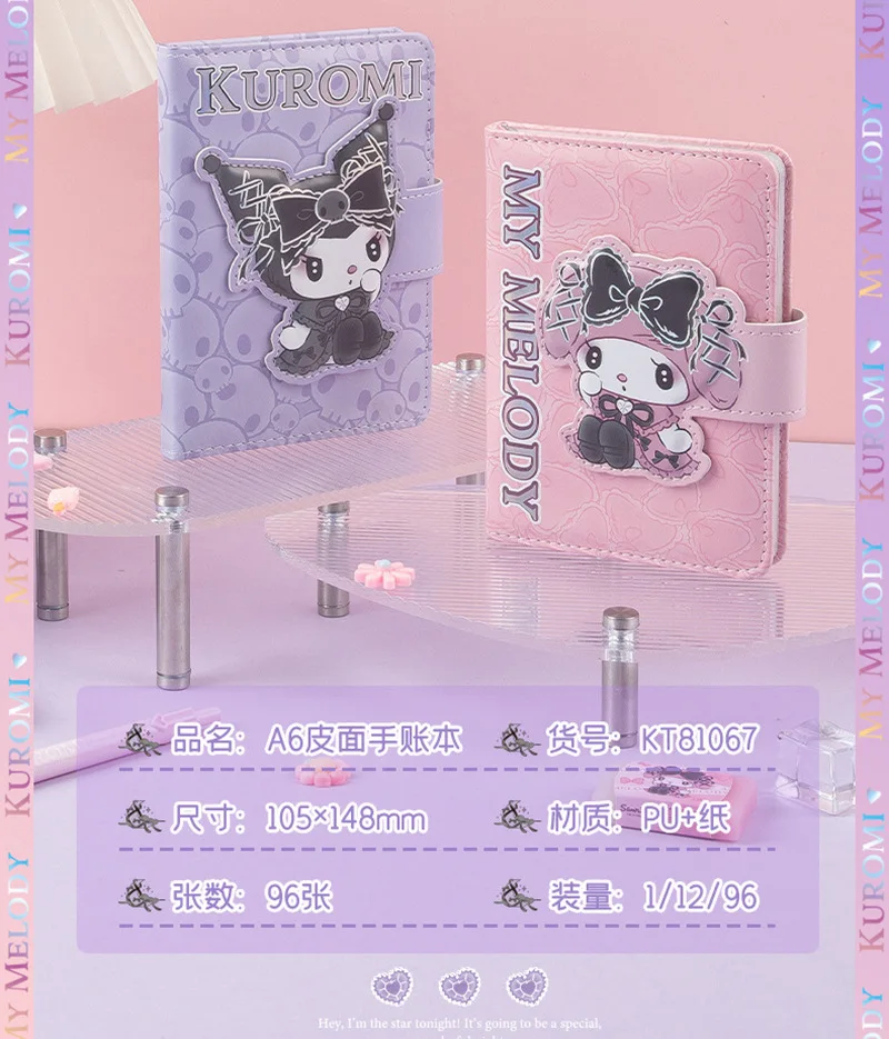 kawaii Anime Diary Journal A6 Book Students My Melody Kuromi Hardcover Paper With Pen Mini Kids Gift Set Notebook Handbook