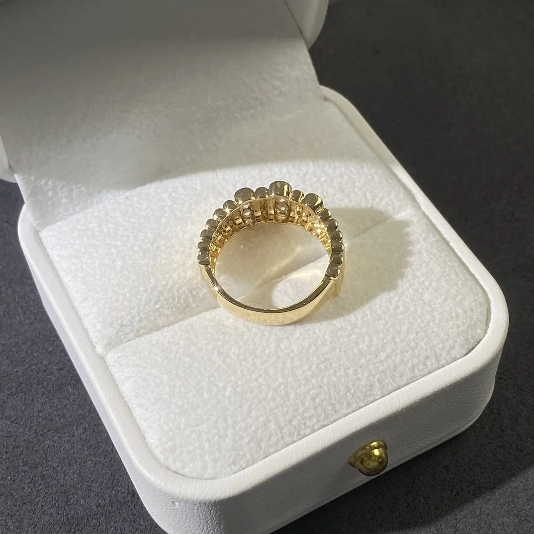 100% Pass Diamond Tester Round Moissanite 18K Solid Yellow Gold Eternity Band Rings For Men