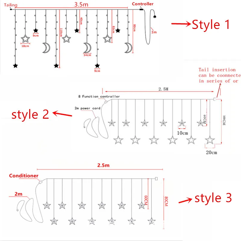 Led Curtain String Lights Factory Outlets Led Big Star Moon String Light For Room Festival Curtain Christmas Light Wholesale