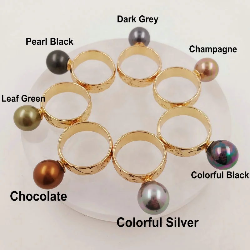 JX32 Hawaii Jewelry Wholesale Black Pearl Ring Gold Filled 14k Samoa Polynesia Heirloom Design for Woman Plated