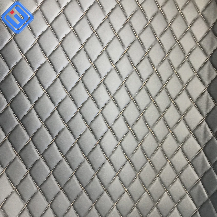 Wholesale Embroidery Quilted Pvc Artificial Stitching Marine Vinyl Leather Material With Sponge for Car Seat Cover Car Mat