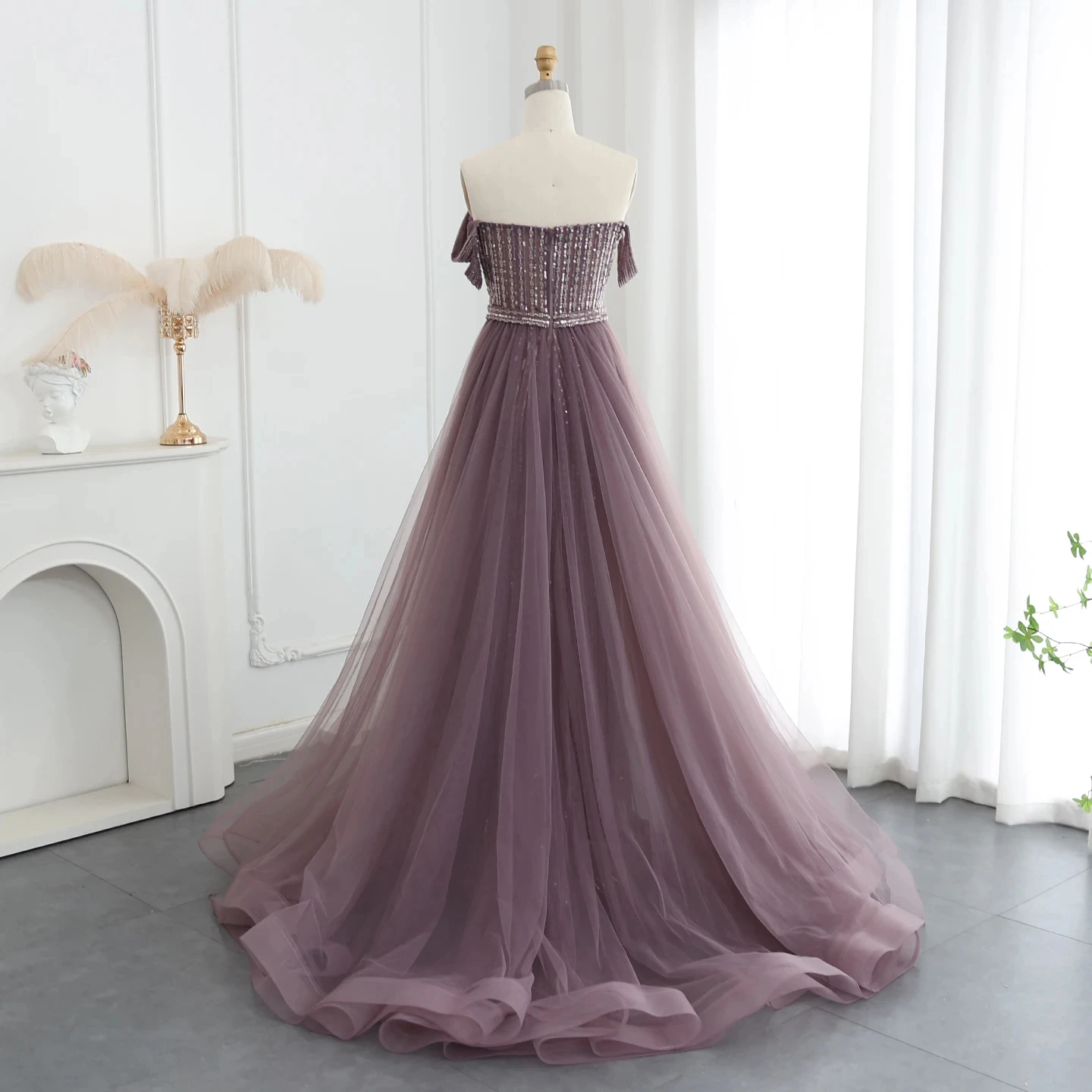Jancember SZ137 New Arrivals Purple Mermaid Lace Illusal Sequined Fashion Elegant Evening Dresses For Women