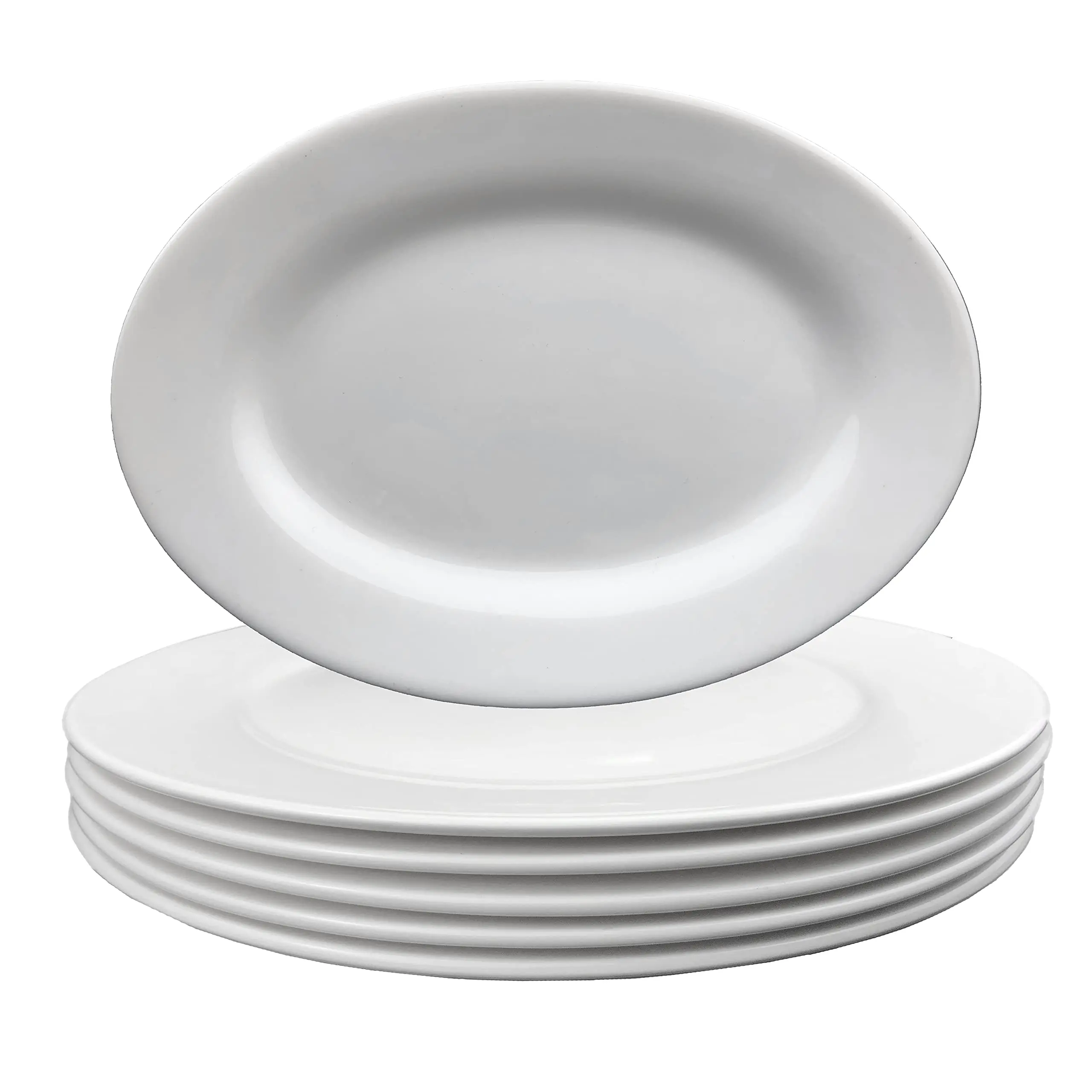 6-Piece 6 inch Porcelain Dessert Plate Set, White appetizer plate for Kitchen and Family Party Use