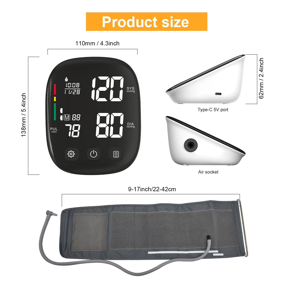 Electronic Sphygmomanometer Arm Blood Pressure Monitor BP Machine Digital Blood Pressure Monitor Automatic Digital BP Monitor
