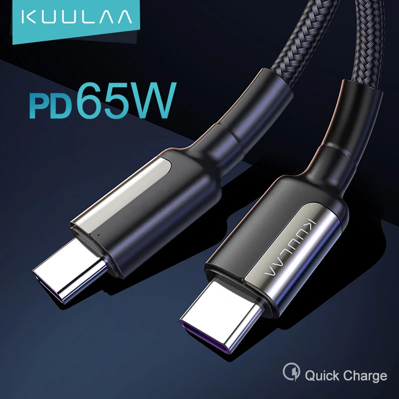 Зарядный кабель KUULAA PD 65 Вт QC 3A для быстрой зарядки с type c на
