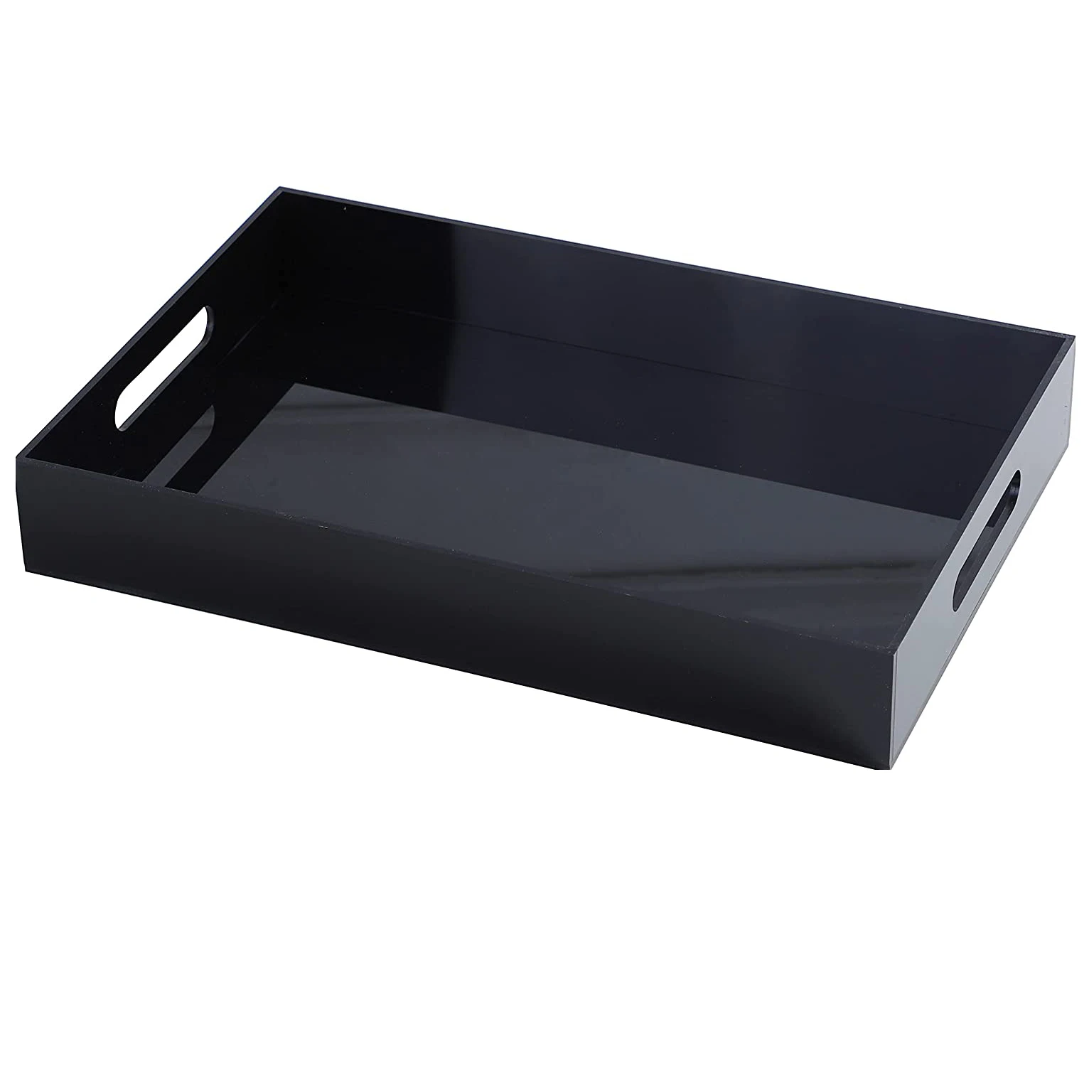 Acrylic Black Serving Tray with Handles 16\