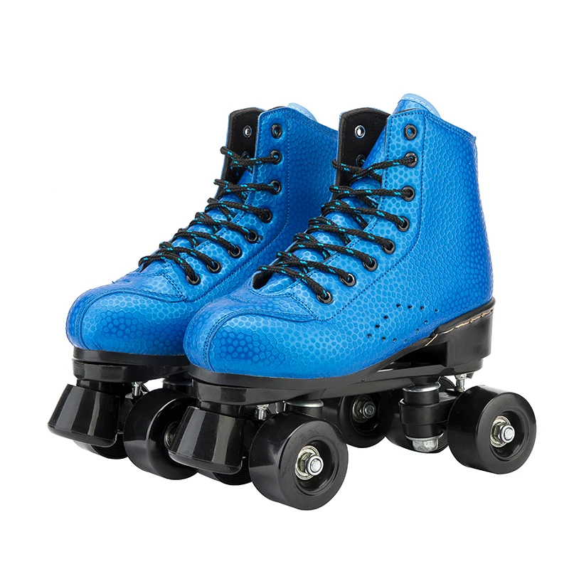 Новые кожаные мужские и женские двухрядные роликовые коньки с цветочным узором, четыре колеса, обувь