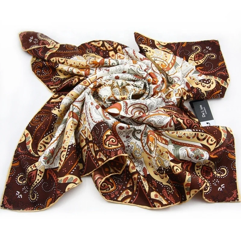 100% Шелковый атласный шарф с индивидуальным принтом