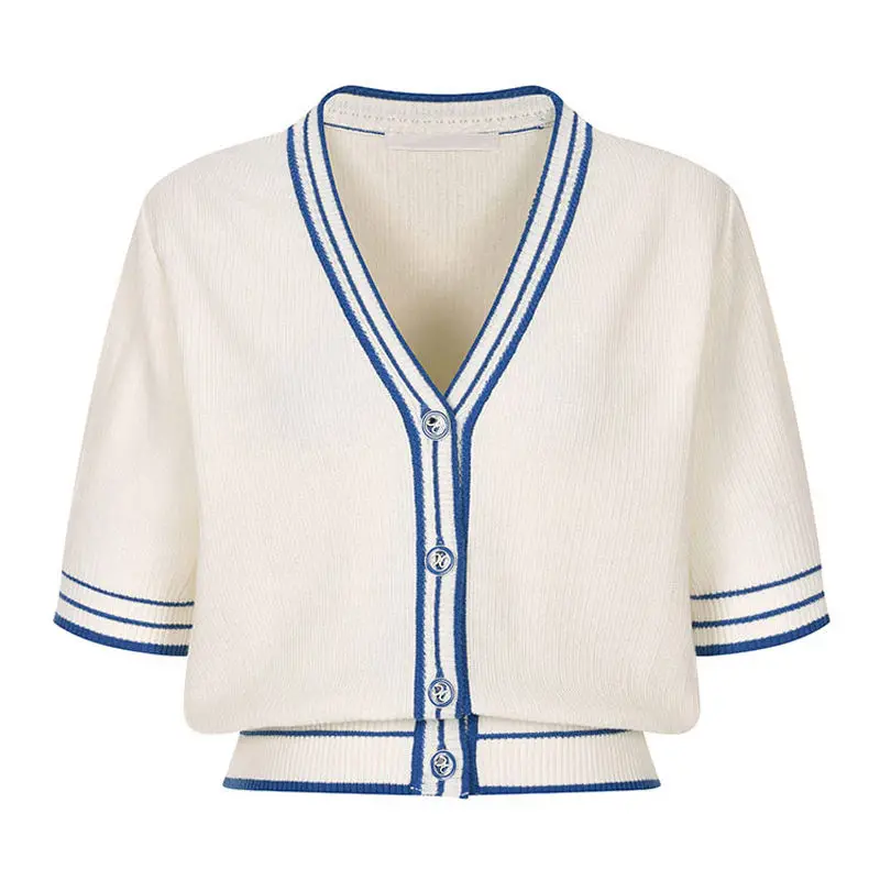 Factory casual knitted short sleeve sweater set woman short cardigan vest tank top sweater set for women