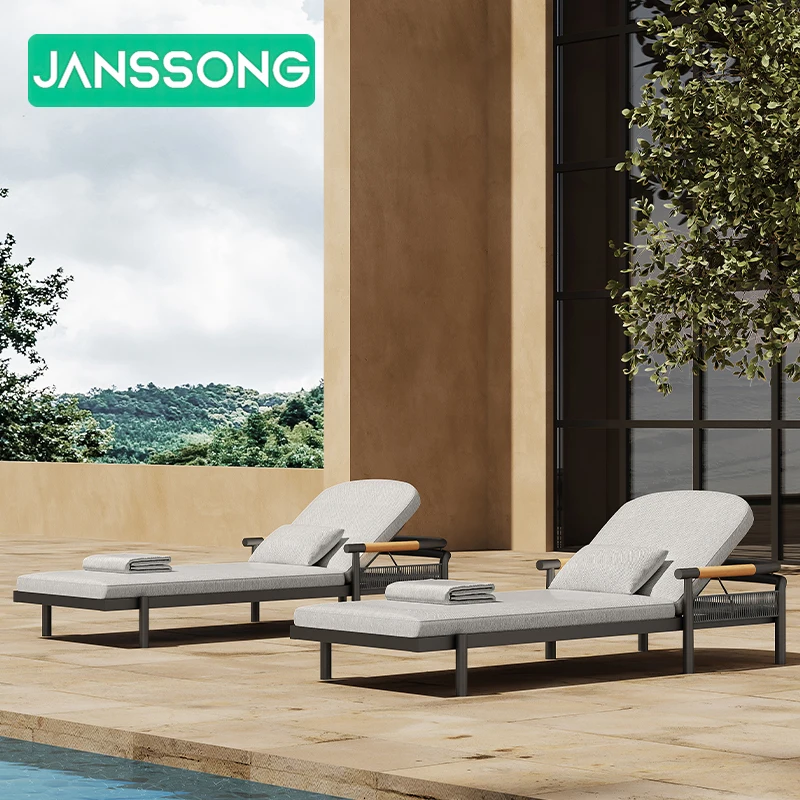 Luxury Beach Swimming Pool Sun Loungers Hotel Garden Pool Lounger Set Villa Resort Pool Furniture Aluminum Outdoor Sun Chair Set