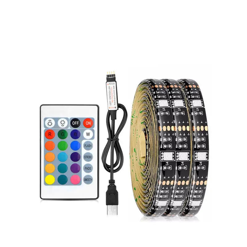 5M 30LEDS RGB TV Backlight IP65 5V Smart home lights usb KIT IR remote control 24keys LED Strip SMD5050 RGB led strip light
