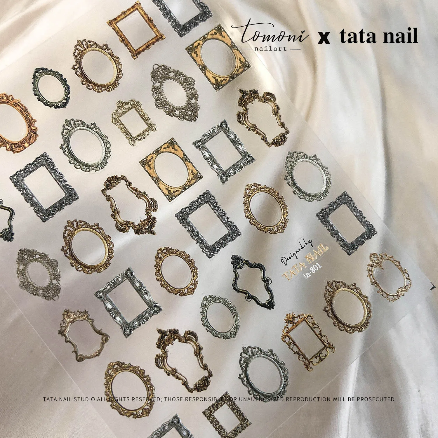 Wholesale 3D Retro Picture Frames Nail Art Stickers 5D Luxury Light Stickers for Manicure Jewelry Girls and Women